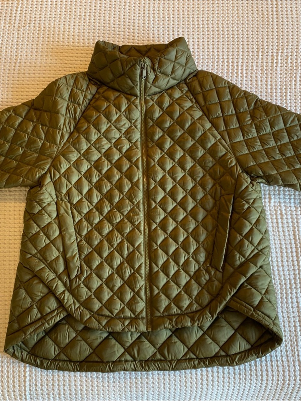 Athleta Quilted Puffer Jacket Women Large Olive Green